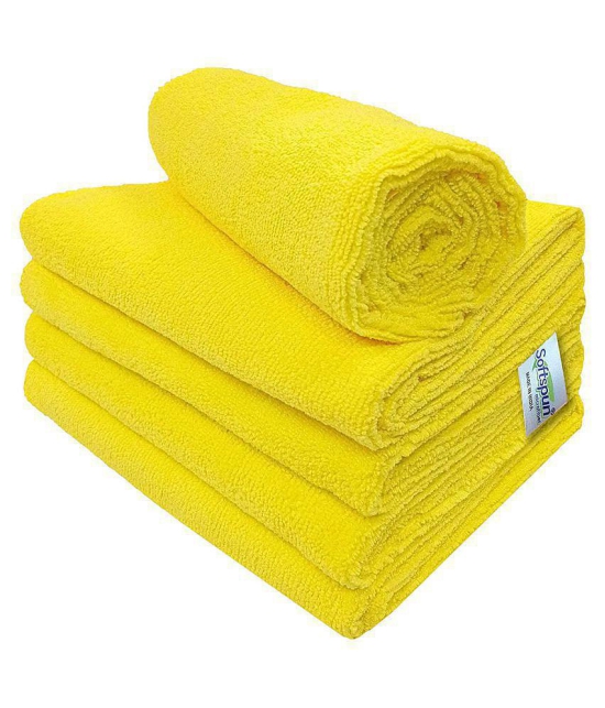 SOFTSPUN Microfiber Cloth - 5 pcs - 40x60 cms - 340 GSM Yellow - Thick Lint & Streak-Free Multipurpose Cloths - Automotive Microfibre Towels for Car Bike Cleaning Polishing Washing & Detaili