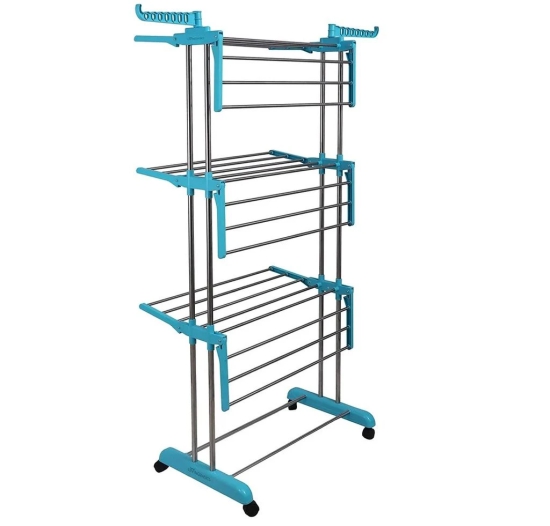 3-Tier Rolling Clothes Airer Heavy Duty Laundry Drying Rack