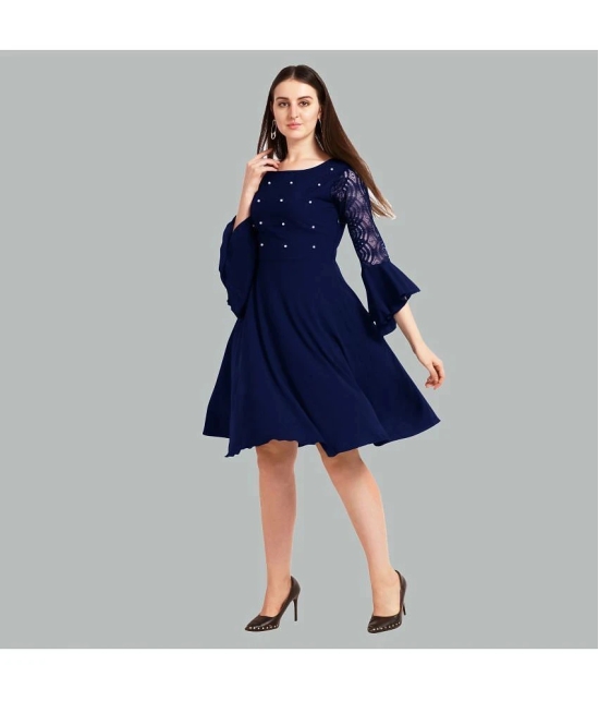 Sheetal associates - Blue Crepe Womens Fit & Flare Dress ( Pack of 1 ) - None