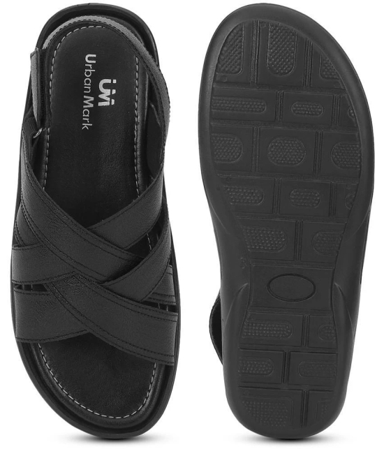 UrbanMark Men Comfortable Faux Leather Slip-On Floaters Sandals - None