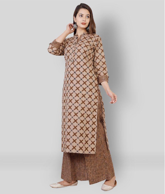 JC4U - Brown Straight Cotton Women's Stitched Salwar Suit ( Pack of 1 ) - M