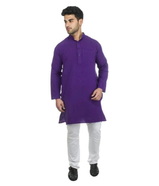 DESHBANDHU DBK Purple 100 Percent Cotton Kurta Single - None