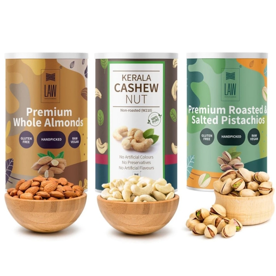 Gift Combo Pack of Premium Quality Dry Fruits – Cashews, Premium Quality Almonds (Mamra) Almonds & Pistachios – 500 gm each