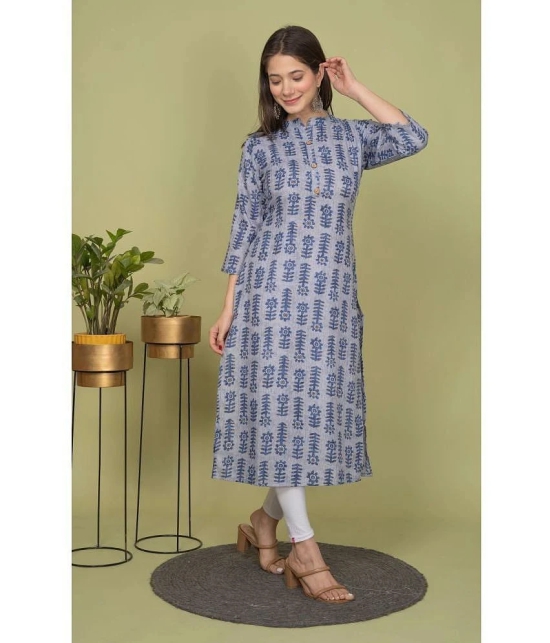 Estela Cotton Blend Printed Straight Womens Kurti - Grey ( Pack of 1 ) - None