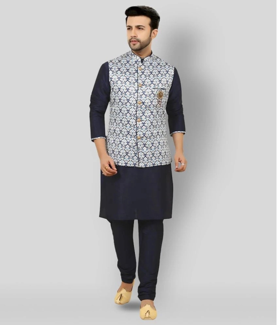 Paul Street - Blue Cotton Blend Slim Fit Mens Kurta Pyjama Set ( Pack of 1 ) - None