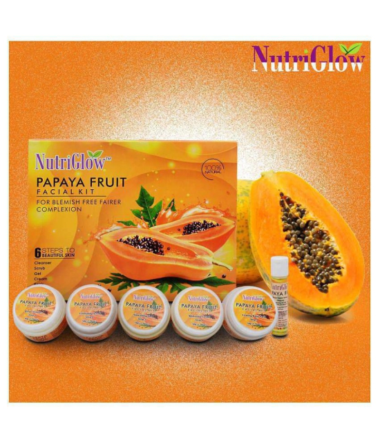 Nutriglow Papaya Fruit Facial Kit For Blemish Free Fairer Complexion(260 gm) With 5 in 1 Face Rotating Massager