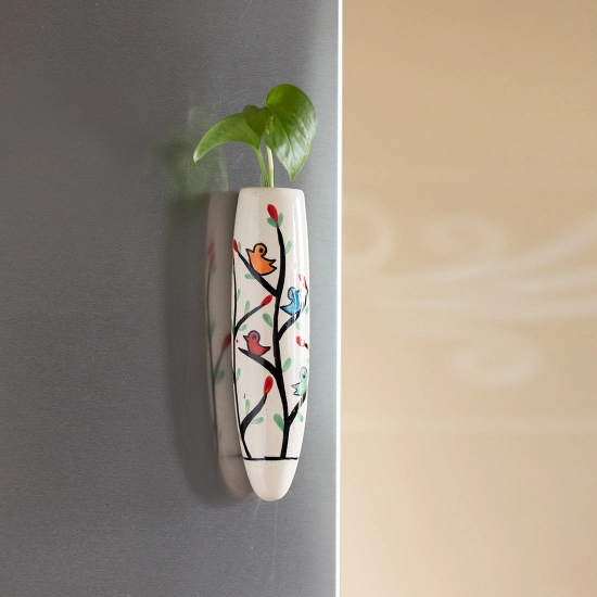 Chirping Mockingjay Magnetic Fridge Planter In Ceramic