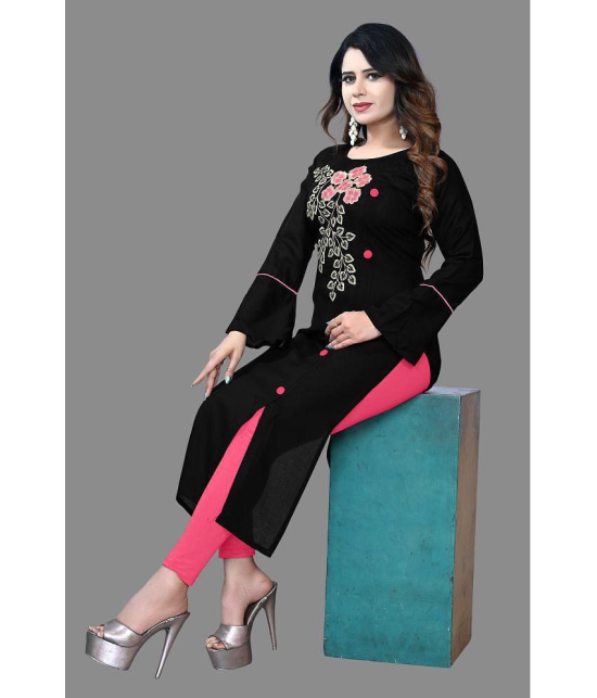 haya fashion - Black Rayon Women's Straight Kurti ( Pack of 1 ) - None