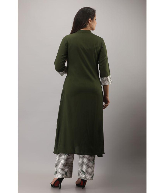 MAUKA Rayon Solid Kurti With Palazzo Womens Stitched Salwar Suit - Green ( Pack of 1 ) - None