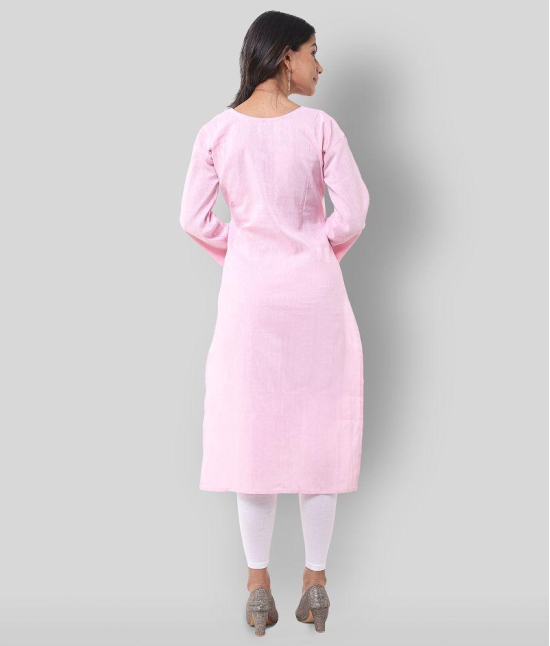 DESHBANDHU DBK - Pink Cotton Womens Straight Kurti - None