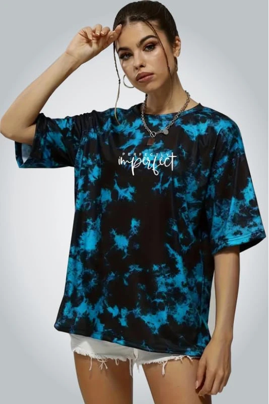 London Hills Tie Dye Tshirt for Women Oversized t Shirts for Women Drop Shoulder Tshirt Half Sleeve T-Shirt Blue Black