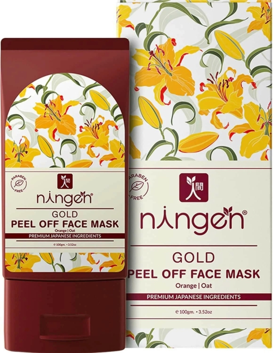 Ningen Gold Peel Off Face Mask Orange And Oats Extracts Helps Remove Impurities Dirt (100g)