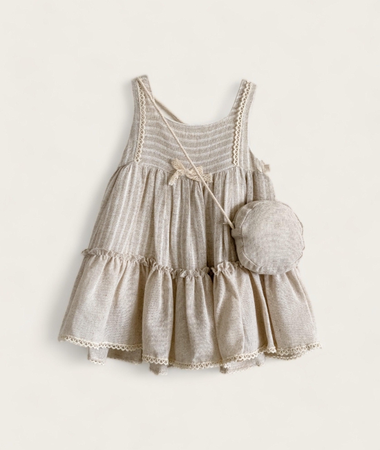 Triple Ruffle Dress-2-3 years / Beige / Girls