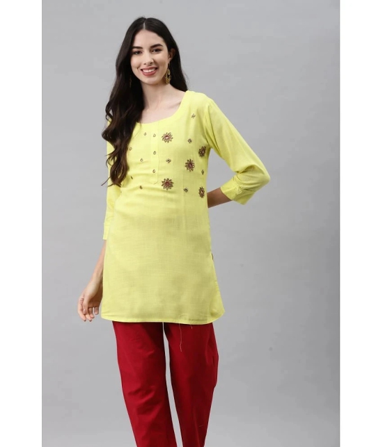 HIGHLIGHT FASHION EXPORT - Yellow Rayon Womens Straight Kurti - XL