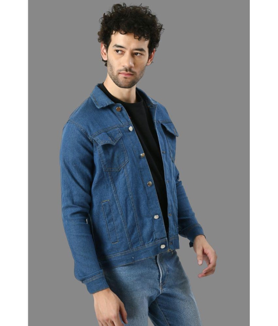 DKGF Fashion Cotton Blend Mens Denim Jacket - Light Blue ( Pack of 1 ) - None