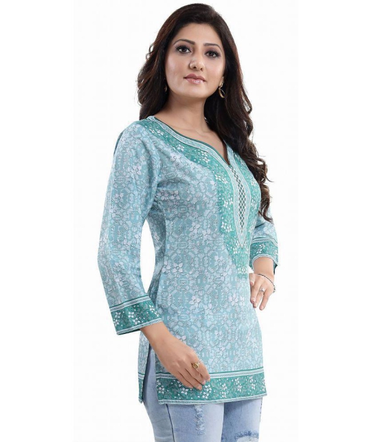 Meher Impex - Turquoise Crepe Womens Straight Kurti ( Pack of 1 ) - 3XL