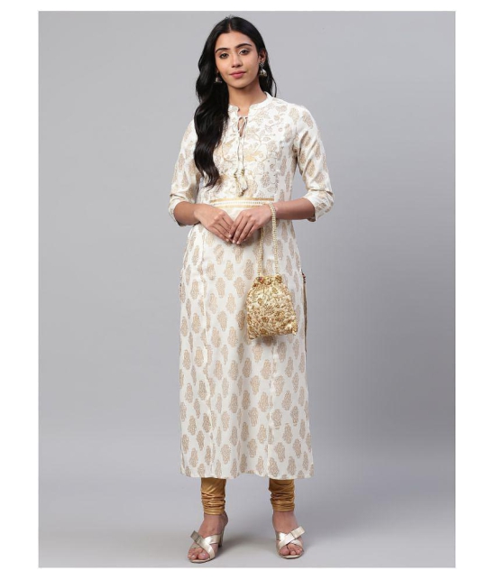 KSUT White Viscose Straight Kurti - XXL