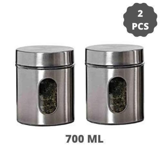 Femora Femora Glass Window Jar for Kitchen Storage Kitchen Storage Jars with Glass Window, 700 ml, Set of 2, Free Replacement of Lids