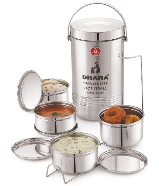 Dhara Stainless Steel Mazaana MEDIUM Silver Steel Thermoware Casserole ( Set of 1 , 1300 mL ) - Silver