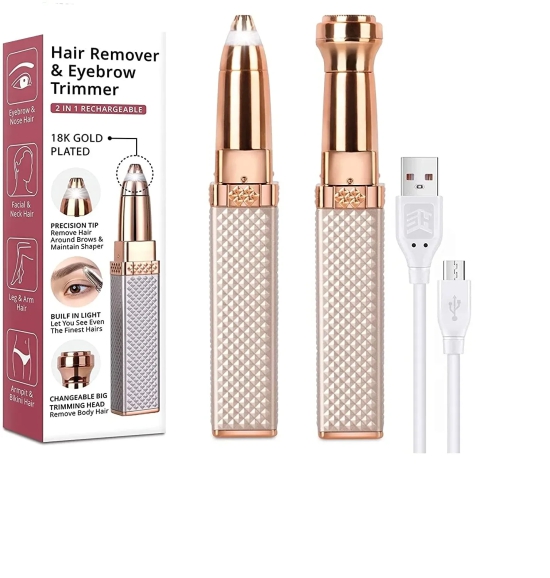 Eyebrow Trimmer for Women, 2 in 1 Rechargeable Facial Hair Remover