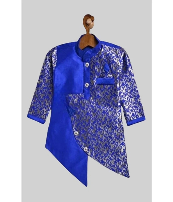 Coxxup Blue Silk Blend Boys Sherwani ( Pack of 1 ) - None