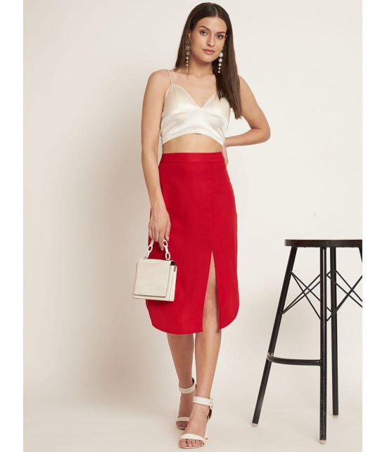 Curvydrobe Red Crepe Women's A-Line Skirt ( Pack of 1 ) - None