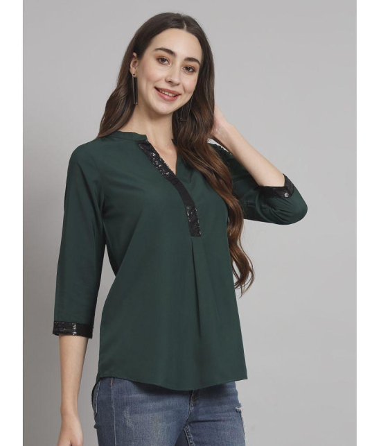 Curvydrobe Green Crepe Women's A-Line Top ( Pack of 1 ) - None