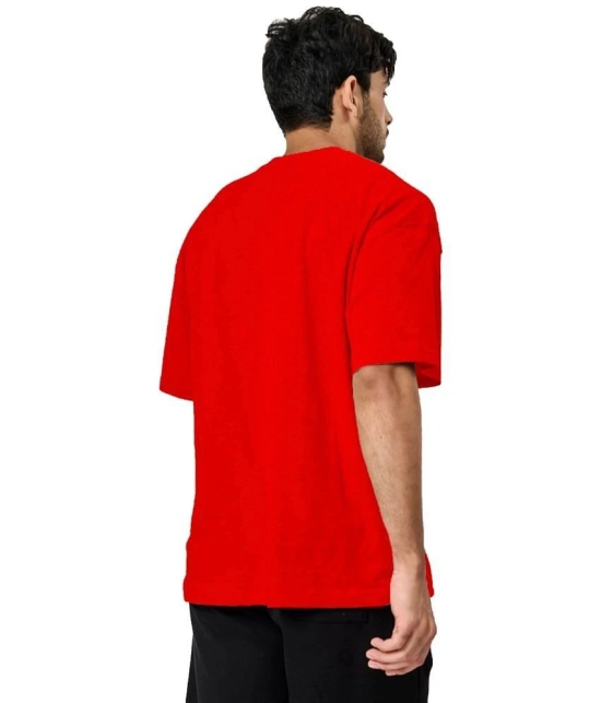 Leotude - Red Cotton Blend Oversized Fit Mens T-Shirt ( Pack of 1 ) - None