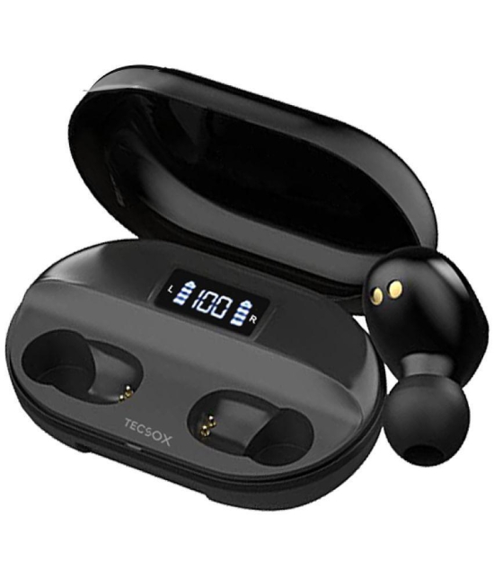 Tecsox PowerHouse  Earbud In Ear Bluetooth Earphone 45 Hours Playback Bluetooth IPX5(Splash Proof) Powerfull Bass -Bluetooth V 5.1 Black