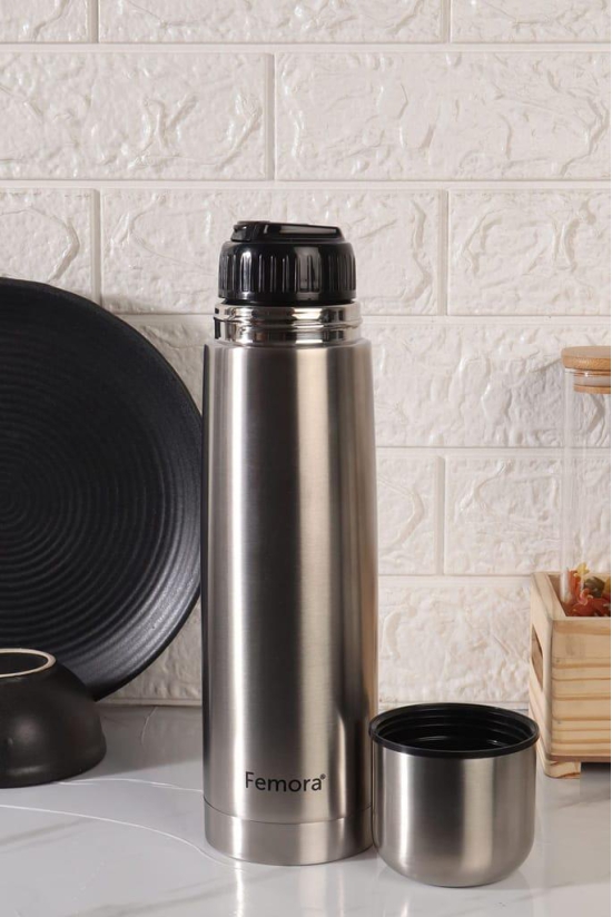 Femora Bullet Thermosteel Stainless Steel Water Bottle Flask Bottle, Hot and Cold, 750ml, 1 Piece, Silver