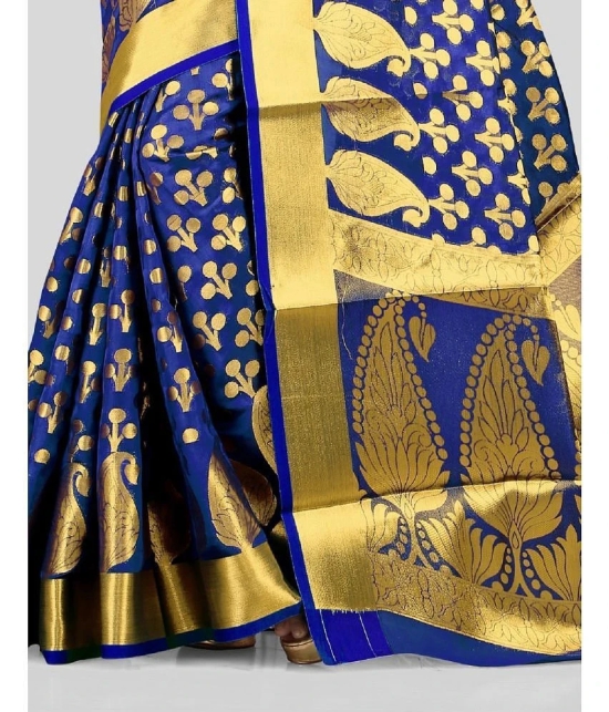 Gazal Fashions - Blue Banarasi Silk Saree With Blouse Piece ( Pack of 1 ) - Blue