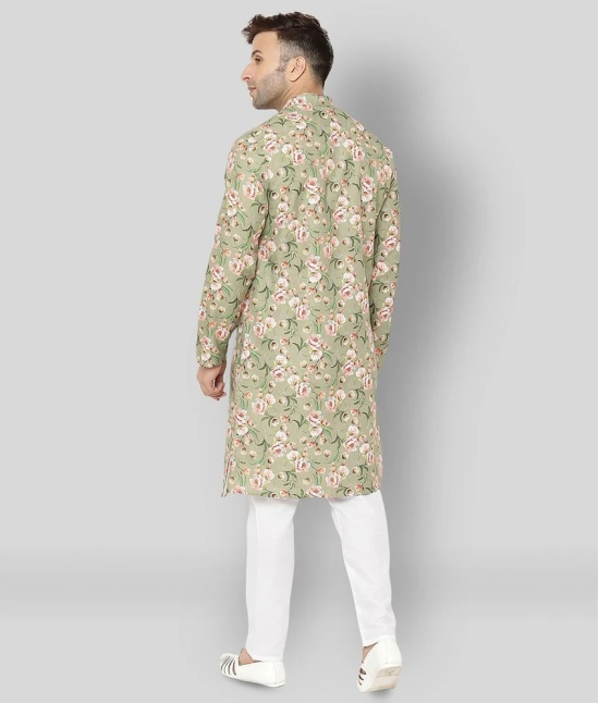 Hangup Green Cotton Kurta Pyjama Set Single Pack - None