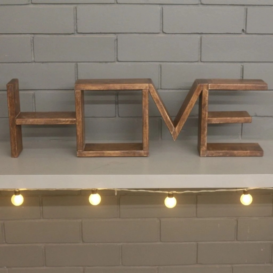 Barish Home DECORS - Home Table Shelf | Wooden Table Shelved in The Letters “Home” | Home Decor Piece | Handcrafted with Rubberwood | 28 x 8 x 3.5 (H x B x D)