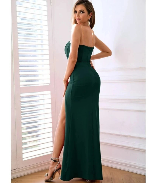 clafoutis Lycra Solid Full Length Womens Side Slit Dress - Green ( Pack of 1 ) - None