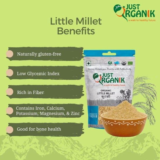 JUST ORGANIK LITTLE MILLET 1 kg (2x500g), 100% ORGANIC