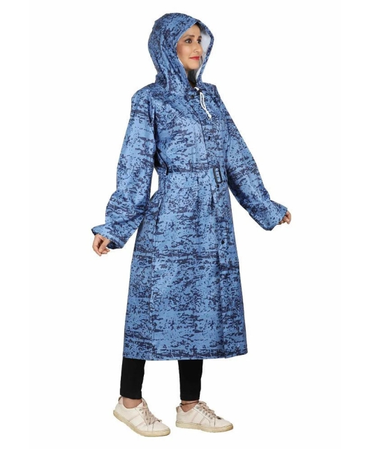 Goodluck Polyester Long Raincoat - Blue - XL