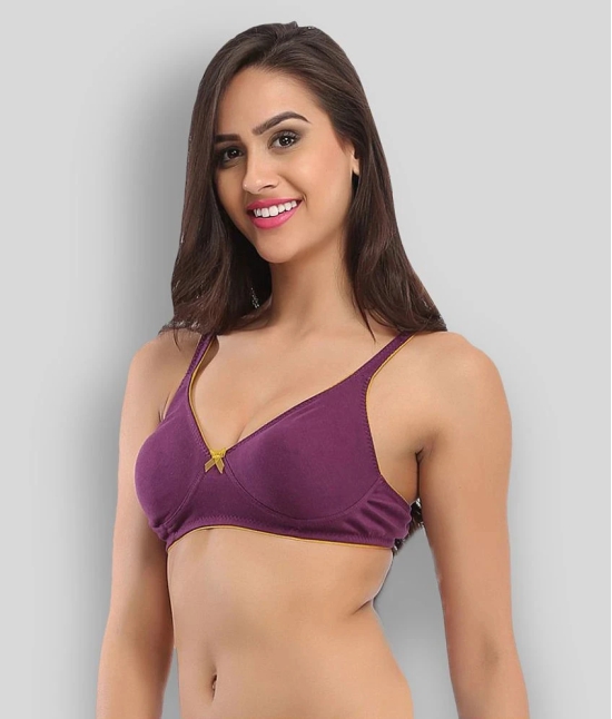 Clovia Pack of 1 Cotton Non Padded Womens Everyday Bra ( Purple ) - 34C