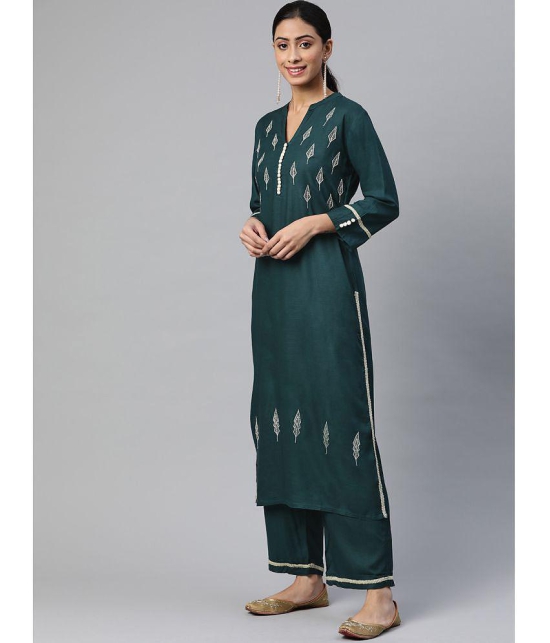 SVARCHI - Green Straight Rayon Women's Stitched Salwar Suit ( Pack of 1 ) - None