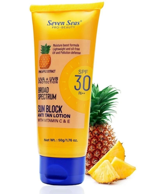 Seven Seas Sun Block Anti Tan Lotion, with Vitamin C & E|Suncreen SPF 30 PA++(PINEAPPLE EXTRACT 50g)