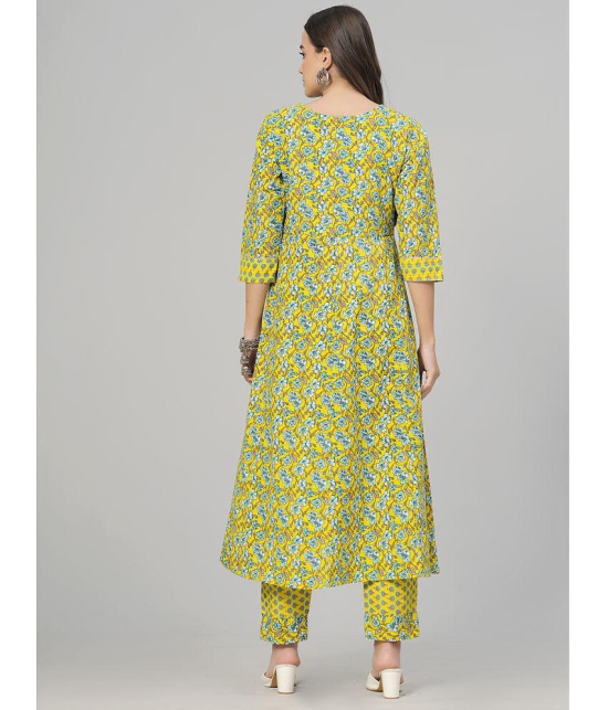 JC4U Cotton Printed Kurti With Pants Womens Stitched Salwar Suit - Green ( Pack of 1 ) - None