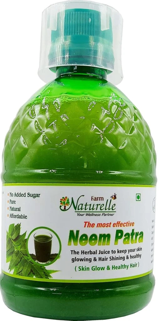 Farm Naturelle-Strongest Fresh Leaves Neem Juice-Immunity Booster & Detoxifier, Improves Skin & Hair Health- (4+4 Free)-8x400ml+ 55gx8 Herbs Infused Forest Honeys