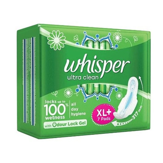 Whisper Sanitary Pads - Xl Plus Wings, Ultra, 7 Pcs(Savers Retail)