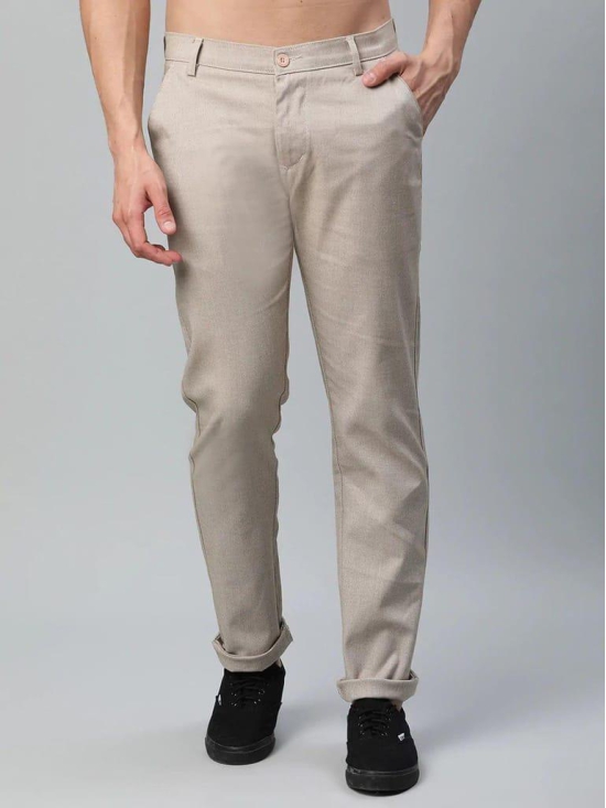 Rodamo  Men Beige Slim Fit Trousers