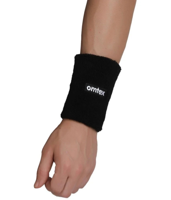 Omtex - Black Cotton Wrist Band ( 3 Pairs ) - One Size