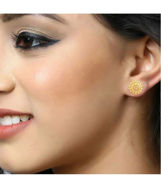 VIVASTRI Golden Stud Earrings ( Pack of 2 ) - Golden