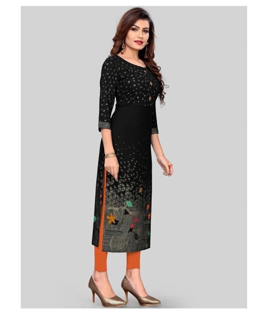 Vbuyz - Black Rayon Womens Straight Kurti ( Pack of 1 ) - L