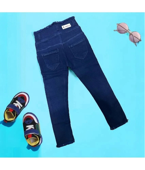 Girls Premium Plain Denim Jeans- Dark Blue - None