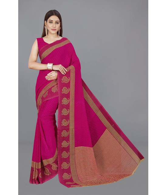 Anand Sarees - Pink Georgette Saree With Blouse Piece ( Pack of 1 ) - Pink