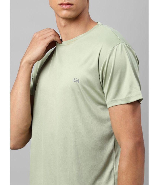 UrbanMark Polyester Regular Fit Solid Half Sleeves Mens T-Shirt - Olive & White ( Pack of 2 ) - None