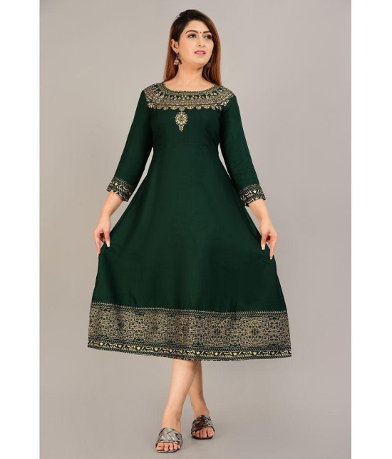 Smien - Green Rayon Women''s A-line Kurti ( Pack of 1 ) - None